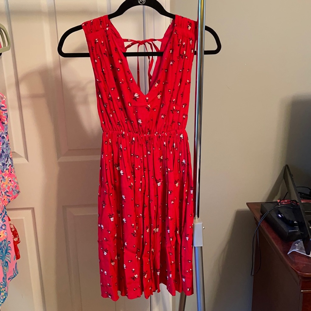 Madewell red dress with white flowers Sz xxs